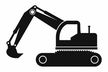 Excavator silhouette on white background