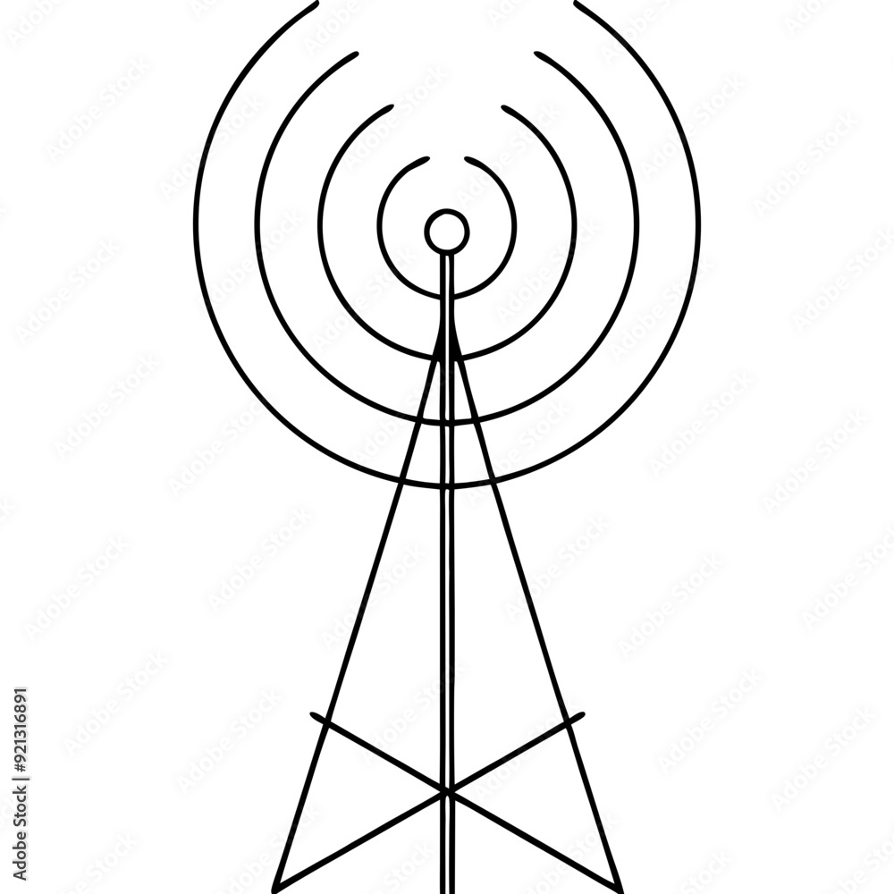 Poster vector wireless network antenna signal and communication technology symbol for tech design