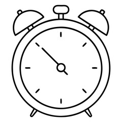 Obraz premium Vintage Alarm Clock Outline Illustration Wakeup Timer Classic Timepiece Vector Art Drawing