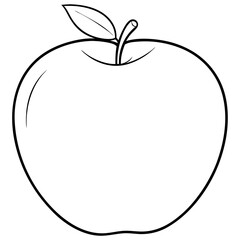 Black and White Apple Outline Vector for Educational Coloring Pages and Graphic Design Projects
