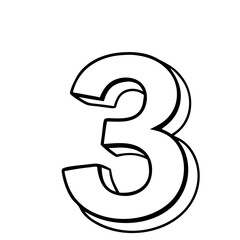 Vector Illustration Number Three Black Outline Design Modern Minimalist Styling Educational Graphics