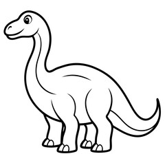 Cartoon Dinosaur Black White Vector Illustration for Kids Educational Coloring Book