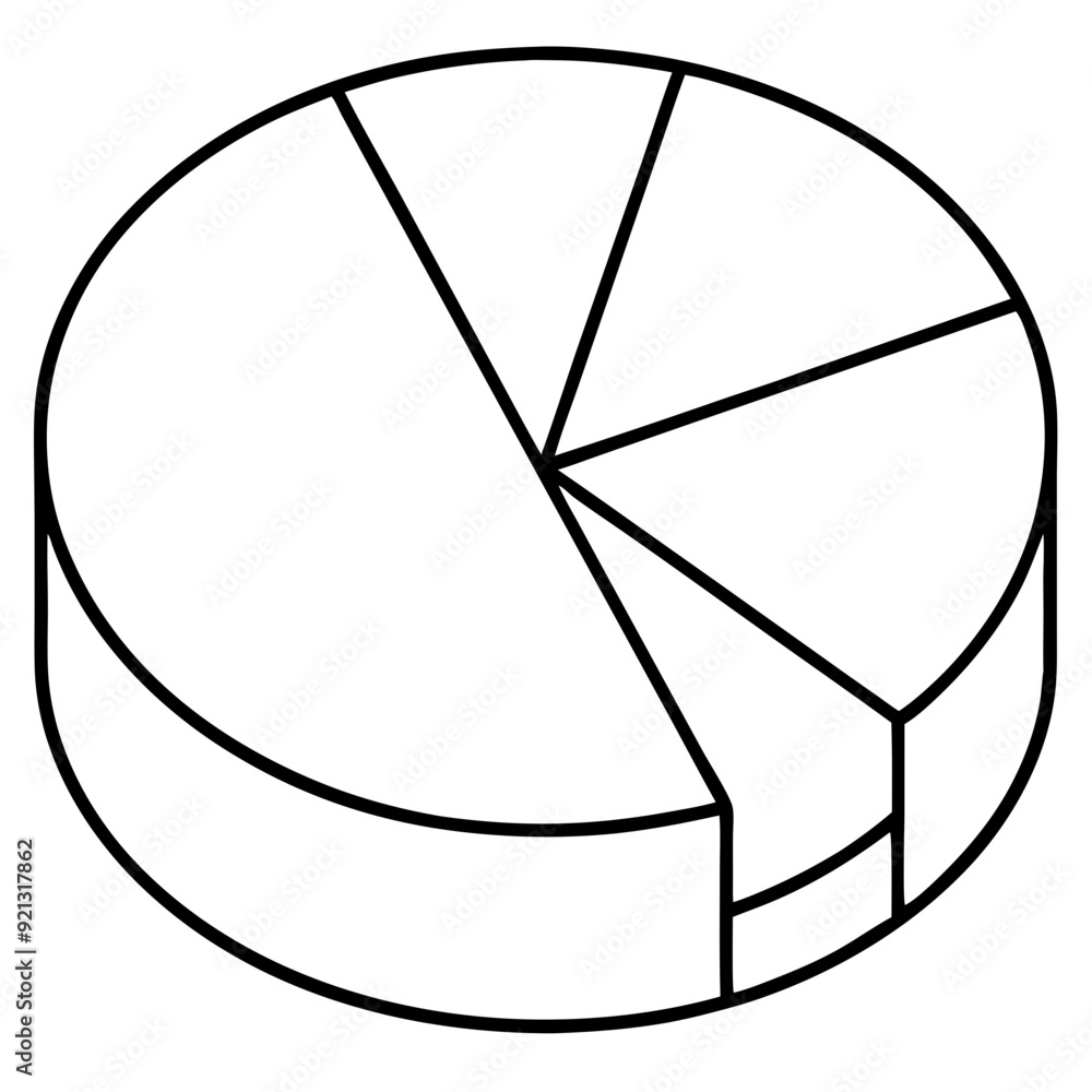 Poster vector black and white pie chart outline graphical representation of data analysis and statistics