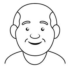 Obraz premium Bald Smiling Elderly Man Vector Illustration Line Drawing Happy Character Clipart