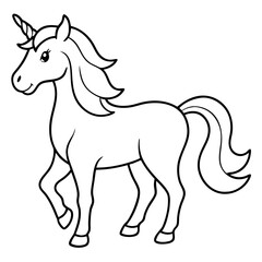 Obraz premium Cute Unicorn Line Art Vector Illustration for Coloring Books and Children’s Crafts
