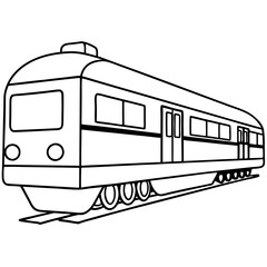 Black and White Train Vector Illustration Ideal for Coloring Books and Educational Materials