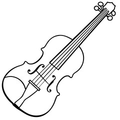 Obraz premium Violin Vector Illustration Black and White Musical Instrument Outline Educational Art