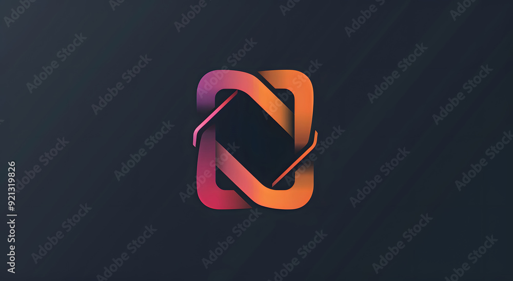 Fototapete vector logo with an abstract geometric shape and lines, forming the letter s in light colors on a da