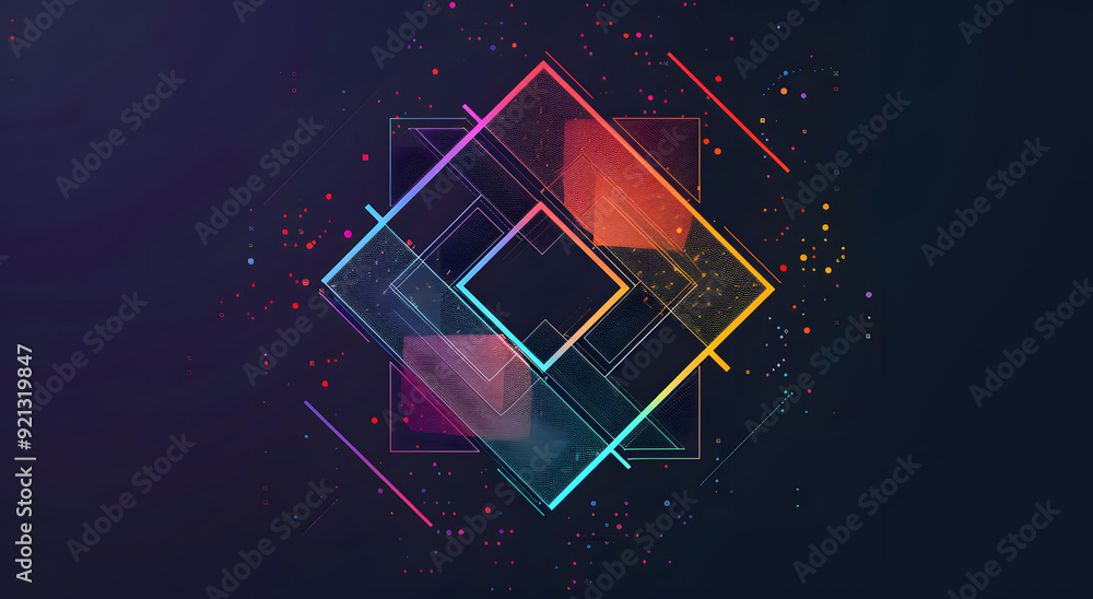 Fototapete vector logo with an abstract geometric shape and lines, forming the letter s in light colors on a da