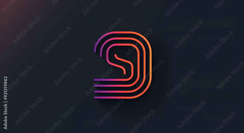 Fototapete vector logo with an abstract geometric shape and lines, forming the letter s in light colors on a da