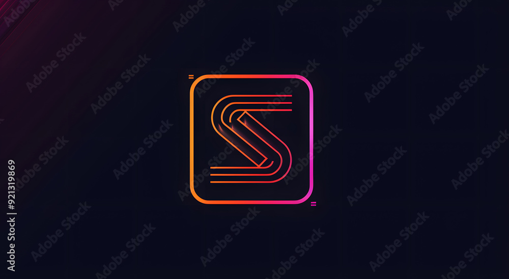 Fototapete vector logo with an abstract geometric shape and lines, forming the letter s in light colors on a da