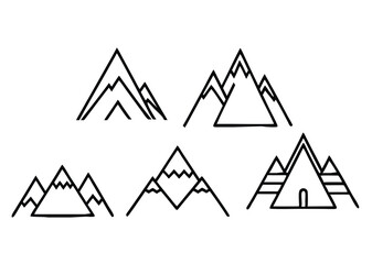 set of mountains collection of grapes vector illustration, silhouette, logo icon and line art Bundle files