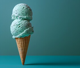 Mint Ice Cream Cone with Two Scoops
