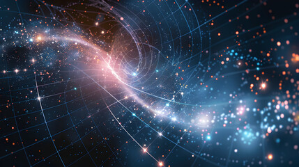 Obraz premium Abstract Background with Glowing Lines and Stars