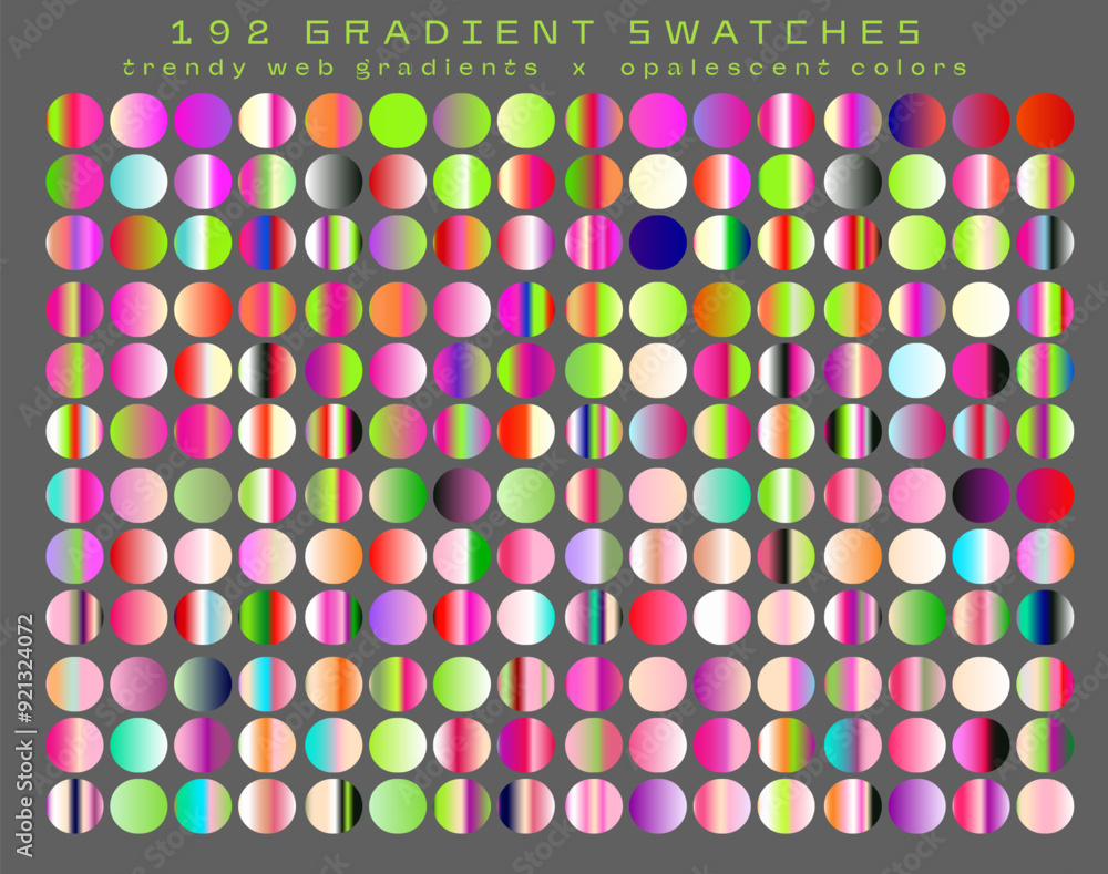 Poster set of various holographic vivid gradients for graphic design.