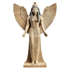 Isis Egyptian Goddess lady with wings on white background