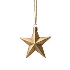 A stunning gold star ornament perfect for holiday decorations, adding elegance and charm to any festive setting. transparent background