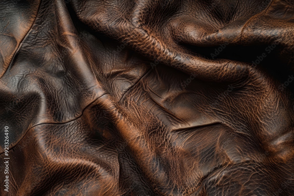 Aufkleber detailed view of intricate patterns and textures on a brown leather surface, intricate patterns of c