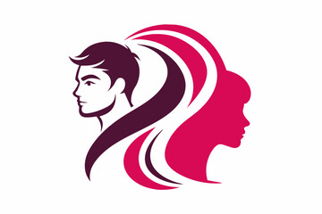 Male and female salon logo design vector illustration on white background