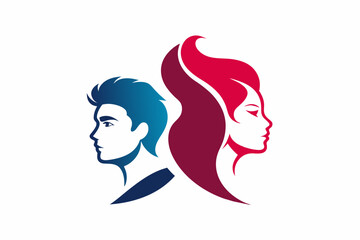 Male and female salon logo design vector illustration on white background