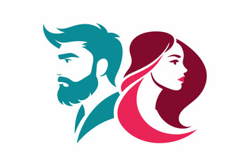 Male and female salon logo design vector illustration on white background