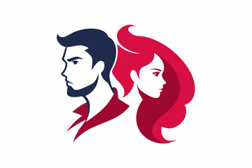Male and female salon logo design vector illustration on white background