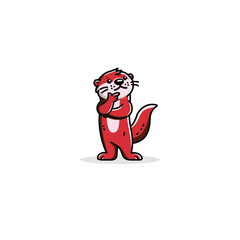 Cute otter logo icon flat vector design