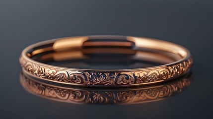 Rose gold bangle with engraved patterns