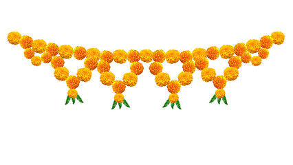Indian flower door garland of mango leaves and marigold flowers. for marriage and festivals traditional
