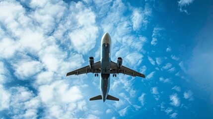 Big plane flying in blue sky