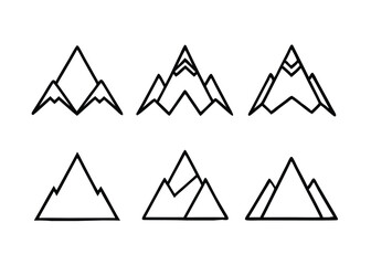 set of mountains collection of grapes vector illustration, silhouette, logo icon and line art Bundle files