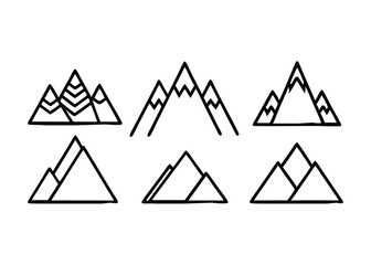 set of mountains collection of grapes vector illustration, silhouette, logo icon and line art Bundle files