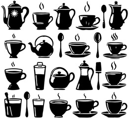 Fototapeta premium set of cups silhouette