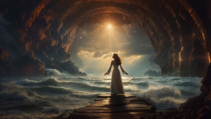 silhouette of a person in the moonlight