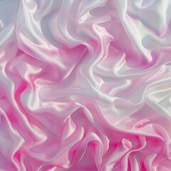 Obraz premium Pink and White Fabric with Wrinkles and Folds. Multicolored Luxury Surface Banner