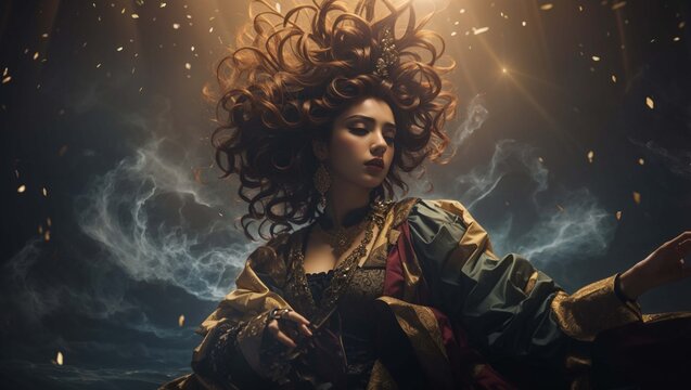 Fototapeta person with a sword in the dark