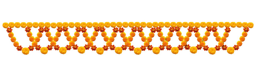Indian flower door garland of mango leaves and marigold flowers. for marriage and festivals traditional