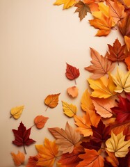 Autumn Leaves- A scattering of autumn leaves on a neutral background, with plenty of room for text or fall-themed products