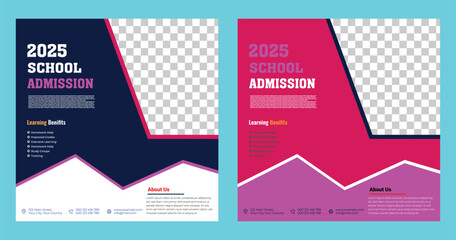 School admission social media banner template. educational social media post square flyer back to school web banner design template. Vector illustration. Eps file 75.