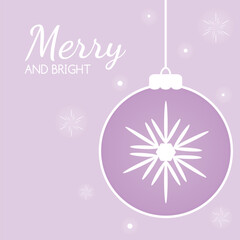 Naklejka premium Christmas card with ball. Greeting, celebration, invitation card, decoration. Vector illustration. Winter, new year. 