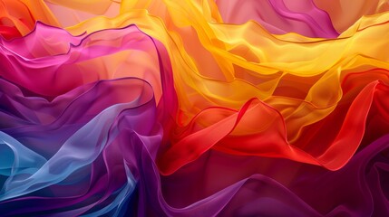 Fototapeta premium Vibrant 3D abstract of flowing layered fabrics