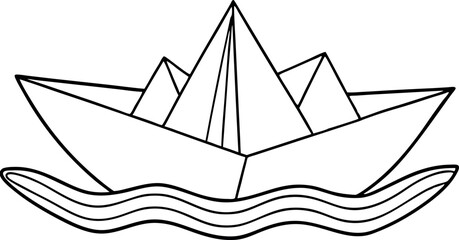 Black And White Origami Paper Boat On Wavy Water