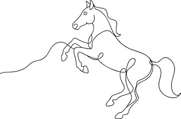 Elegant Line Drawing of a Horse in Motion