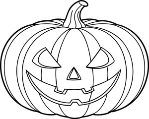 Scary Halloween Jack-o'-Lantern Drawing for Coloring