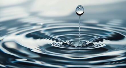 Water Droplet Creating Ripples on Calm Surface