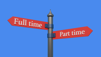 FULL TIME vs PART TIME written on a signpost