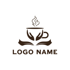 Coffee and books logo design vector 