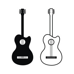 Naklejka premium Black Acoustic guitar icon collection. Guitar symbol. Vector Illustration.