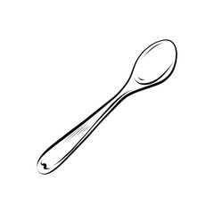 Line drawing. Line art teaspoon. Vector minimalist design.