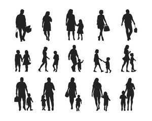 family silhouette isolated over white background